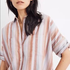 Madewell Flannel Courier Shirt in Sunrise Stripe